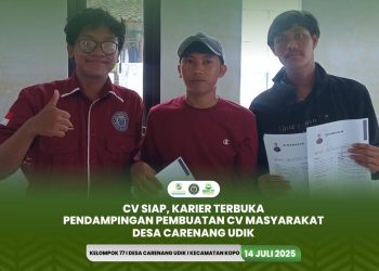 KKM 77 Uniba Lakukan Pendampingan Pembuatan CV Gratis untuk Masyarakat Desa Carenang Udik